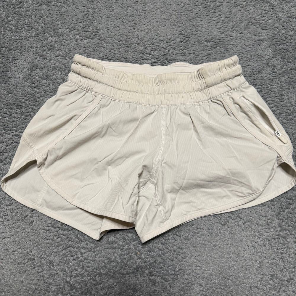 Lululemon Tracker Shorts Womens 4 Off White Running W7AHTS Lined